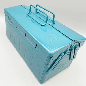【新品 未使用品】MARVEL マーベル レトロ ツールボックス 工具箱 ブルー 金属 スチール 収納 携行型 DIY 二段 両開き ヴィンテージ 当時物の画像5