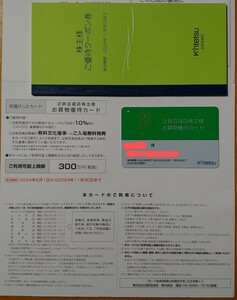 近鉄百貨店の株主優待カード１枚（10%割引）女性名義（男女区別がつきにくい）利用限度額300万円。