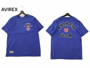 AVIREX アヴィレックス 春夏 バック ビッグ ロゴ刺繍★ 星条旗 半袖 カットソー Tシャツ Sz.L　メンズ　C4T03963_4#D