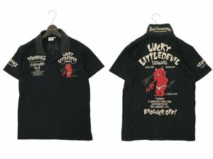 Ted Company テッドカンパニー TED MAN テッドマン エフ商会 リトルデビル★ プリント 半袖 ポロシャツ Sz.L　メンズ 黒　C4T04742_5#D