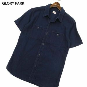 GLORY PARK グローリーパーク フラットヘッド 春夏 インディゴ★ 半袖 ワーク デニム シャツ Sz.42　メンズ ネイビー 日本製　C4T03850_4#A