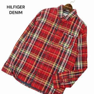 HILFIGER DENIM トミーヒルフィガー 通年 REGULAR FIT ロゴ刺繍★ 長袖 ダブルガーゼ BD チェック シャツ Sz.M　メンズ　C4T03874_4#C