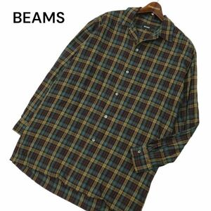 BEAMS ビームス 通年 オーバーサイズ★ 長袖 イージーフィット ロング チェック シャツ Sz.M　メンズ ビッグシルエット　C4T03872_4#C