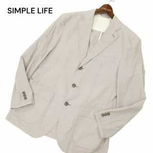 SIMPLE LIFE シンプルライフ レナウン 春夏 麻 リネン混★ 千鳥柄 アンコン テーラード ジャケット Sz.48　メンズ　C4T03868_4#M