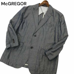 McGREGOR マクレガー 春夏 背抜き 麻 リネン★ シャンブレー アンコン カジュアルジャケット Sz.L　メンズ　C4T04103_4#M