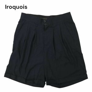 Iroquois イロコイ 春夏 2タック★ スラックス ショート パンツ Sz.2　メンズ ネイビー 日本製　C4B01955_4#P