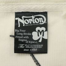 Norton ノートン 春夏 豪華!! ロゴ刺繍★ 7分袖 リブ カットソー Tシャツ Sz.M　メンズ アイボリー バイク　C4T04214_5#A_画像7