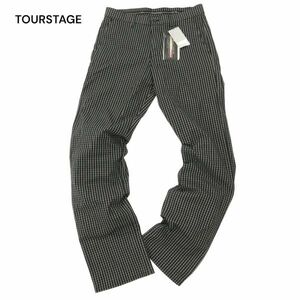 【新品 未使用】 TOURSTAGE ツアーステージ 通年 ロゴ刺繍 チェック ストレッチ スラックス パンツ Sz.79　メンズ ゴルフ　C4B02018_5#R