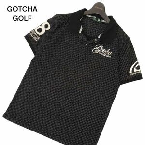 GOTCHA GOLF ガッチャ ゴルフ 春夏 ロゴ刺繍★ ナンバリング ドット総柄 半袖 ポロシャツ Sz.L　メンズ 黒　C4T04251_5#A