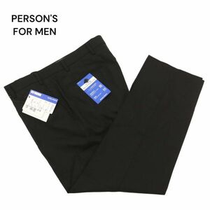 【新品 未使用】 PERSON'S FOR MEN パーソンズフォーメン 春夏 ストレッチ スラックス パンツ Sz.91 メンズ 黒 大きいサイズ　C4B02050_5#P