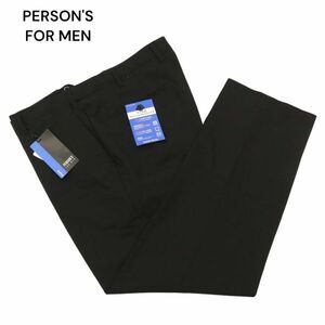 【新品 未使用】 PERSON'S FOR MEN パーソンズフォーメン 春夏 ストレッチ スラックス パンツ Sz.91 メンズ 黒 大きいサイズ　C4B02049_5#P