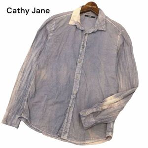 Cathy Jane キャシージェーン 通年 ムラ染め★ インド綿 長袖 ワーク シャツ Sz.2　メンズ　C4T04360_5#C