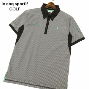 le coq sportif GOLF ルコック スポルティフ ゴルフ 春夏 ロゴ刺繍★ 半袖 ストレッチ チェック ポロシャツ Sz.L　メンズ 黒　C4T04364_5#D