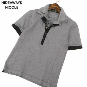 HIDEAWAYS NICOLE ハイダウェイ ニコル 春夏 レイヤード風★ 千鳥柄 半袖 ポロシャツ Sz.46　メンズ グレー　C4T04380_5#A