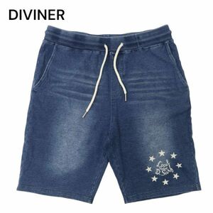 DIVINER ディバイナー 加工★ 星条旗 ストレッチ スウェット イージー デニム ショート パンツ ジーンズ Sz.M　メンズ　C4B02071_5#P