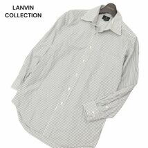 LANVIN COLLECTION ランバン コレクション 通年 長袖 ストライプ シャツ ワイシャツ Sz.38-80　メンズ 日本製 ビジカジ　C4T04444_5#C_画像1