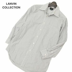 LANVIN COLLECTION ランバン コレクション 通年 長袖 ストライプ シャツ ワイシャツ Sz.38-80　メンズ 日本製 ビジカジ　C4T04444_5#C