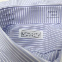 【新品 未使用】 STUART KENT スチュアート ケント 半袖 ボタンダウン ストライプ シャツ ワイシャツ Sz.M　メンズ ビジカジ　C4T04437_5#A_画像5