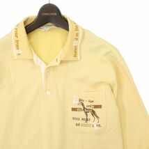adabat アダバット 通年 ドッグ ロゴ刺繍★ 長袖 ストライプ ポロシャツ Sz.4　メンズ 日本製 ゴルフ 黄色　C4T04450_5#F_画像2