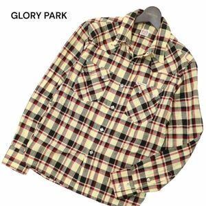 GLORY PARK グローリーパーク フラットヘッド 春夏 スタッズ★ 長袖 ウエスタン チェック シャツ Sz.36　メンズ 日本製　C4T04443_5#A