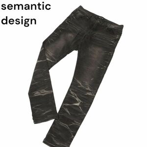 semantic design セマンティック デザイン 3D髭落ち USED加工★ ストレッチ スキニー デニム パンツ ジーンズ Sz.M　メンズ　C4B02108_5#R