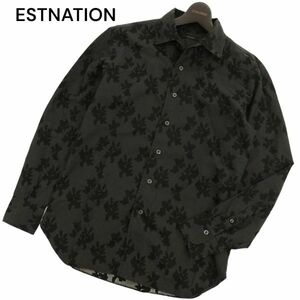 ESTNATION エストネーション 通年 ドット × 総柄★ 長袖 シャツ Sz.M　メンズ 黒 日本製　C4T04502_5#C