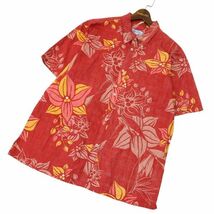 shisa tropical wear シーサー 沖縄 かりゆしウェア 花柄 フラワー総柄★ 半袖 アロハ シャツ Sz.4L　メンズ 大きい 特大　C4T04491_5#A_画像1