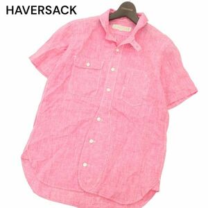 HAVERSACK Haversack весна лето лен linen100%* короткий рукав рубашка work shirt Sz.M мужской сделано в Японии C4T04556_5#A