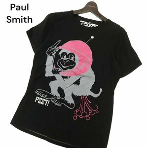 Paul Smith ポールスミス PSST 春夏 モンキー プリント★ 半袖 カットソー Tシャツ Sz.M　メンズ 黒 日本製　C4T04606_5#D