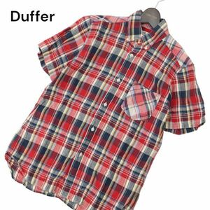 Duffer ダファー 春夏 麻 リネン100％★ 半袖 ボタンダウン チェック シャツ Sz.M　メンズ　C4T04618_5#A