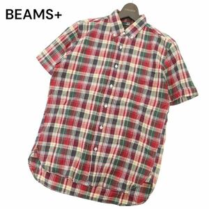 BEAMS+ ビームス プラス 春夏 INDIA MADRAS インド綿★ 半袖 ボタンダウン マドラス チェック シャツ Sz.S　メンズ 日本製　C4T04602_5#A