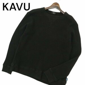 KAVU カブー Marvins Crew★ マービンズ クルー 長袖 ワッフル サーマル カットソー Tシャツ Sz.M　メンズ 黒 アウトドア　C4T04721_5#F