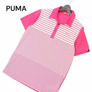 PUMA GOLF プーマ ゴルフ 春夏 ロゴ刺繍★ 半袖 ボーダー ポロシャツ Sz.XL　メンズ 大きいサイズ　C4T04694_5#A