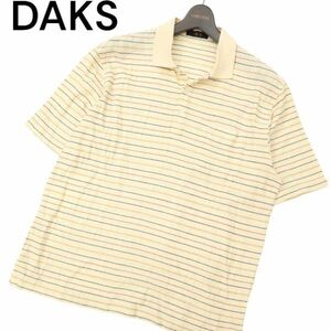 DAKS ダックス 春夏 ロゴ刺繍★ 半袖 ストレッチ チェック ポロシャツ Sz.L　メンズ 日本製　C4T04966_5#A