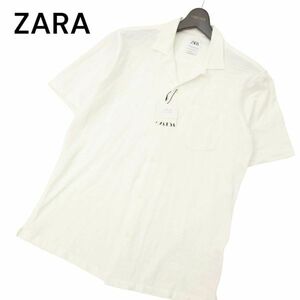 【新品 未使用】 ZARA ザラ マン 現行タグ★ 春夏 COMFORT FIT 半袖 ストレッチ オープンカラー シャツ Sz.M　メンズ 白　C4T04960_5#A