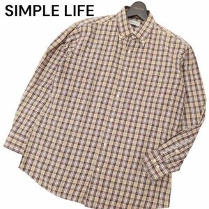 SIMPLE LIFE シンプルライフ レナウン 通年 長袖 ボタンダウン チェック★ シャツ Sz.L　メンズ　C4T04971_5#C