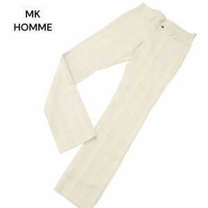 MK HOMME Michel Klein Homme through year stripe * slim work pants Sz.48 men's made in Japan C4B02302_5#R