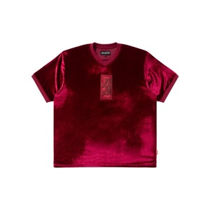 BlackEyePatch HWC LABEL EMBROIDERED VELOUR V NECK S/S SHIRT ポロシャツ ベロアー 取扱注意 Tシャツ ブラックアイパッチ BURGUNDY L