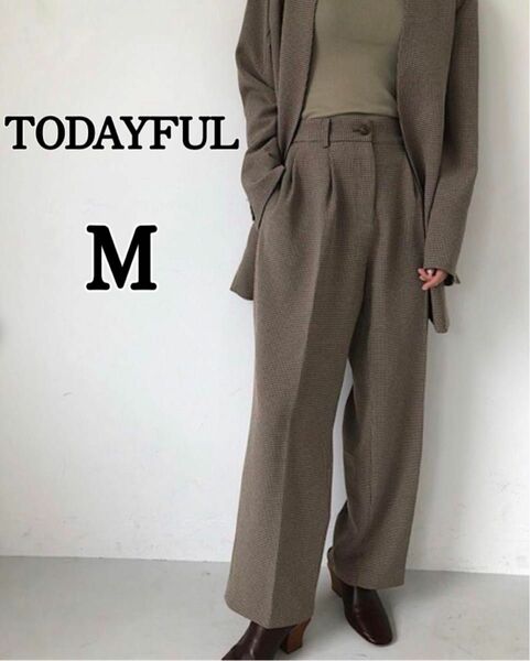 TODAYFUL センタープレスパンツ M ワイドパンツ ハイウエスト ベージュ