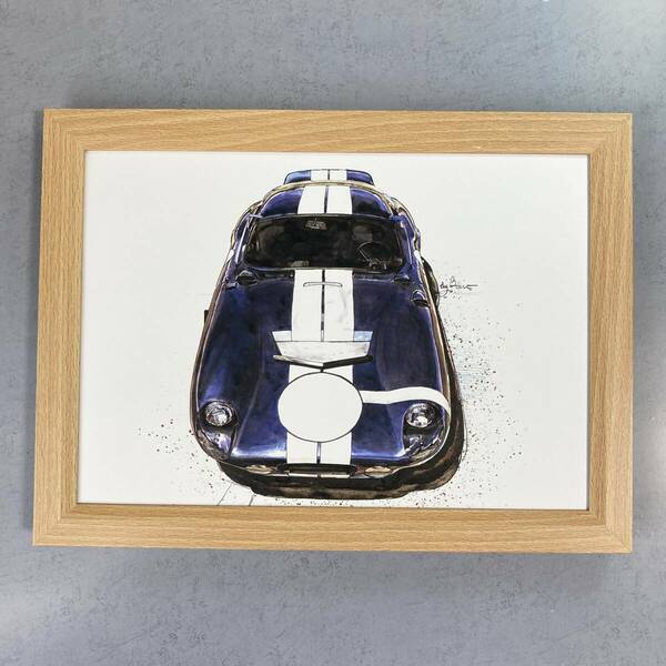 ●額装品 BOW 池田和弘 シェルビーコブラ Daytona Coupe 貴重イラスト B5サイズ額入り ポスター風 アートフレーム 送料無料 B61