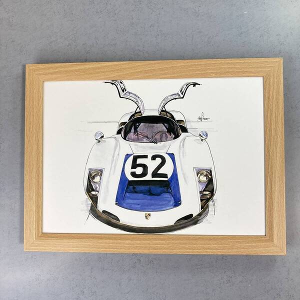 ●額装品 BOW 池田和弘 ポルシェカレラ6 貴重イラスト B5サイズ額入り ポスター風 アートフレーム 送料無料 B80