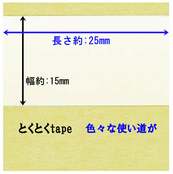 《tokutokuテープ》手間がかかりません。ボディ、骨伝導、補聴器、マスク、かつら・使い方はアイデア次第・3M両面テープ約 :15mm×25mm。