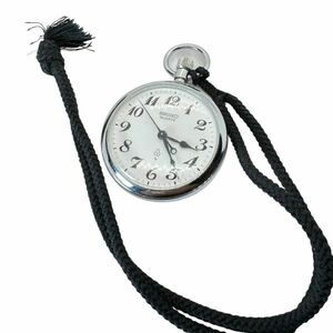  Seiko 7550-0010 QZ white face pocket watch 