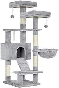 FEANDREAキャットタワー 大型猫 据え置き 猫タワー 多頭飼い 大型ハンモック 爪とぎ 頑丈 142cm PCT160W01
