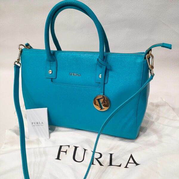 FURLA フルラ　PVC ターコイズ　2way バッグ ハンドバッグ