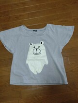 ●美品Jolie fleur Tシャツ　かわいい大きなクマのアップリケ　グレー　サイズM_画像1