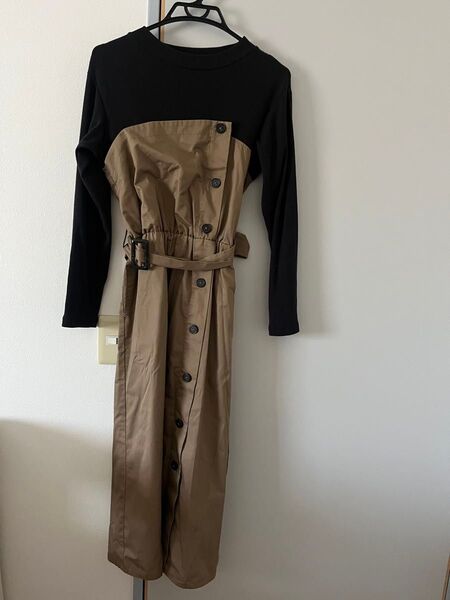 ワンピース 長袖 ロング シャツワンピース バンドカラー
