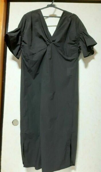 Discoat ディスコート 2way ワンピース ブラック 黒 チュニック シャツ生地 半袖 膝丈 レディースファッション