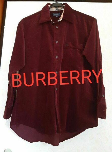 BURBERRY GOLF コーデュロイシャツ ワインレッド ロゴワンポイント SHIRT　バーバリー　ゴルフ　長袖シャツ