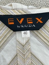(J05006) エヴェックスバイクリツィア EVEX by KRIZIA シルク混 斜めストライプ ノースリーブ ラッフルブラウス 40 ベージュ系_画像2